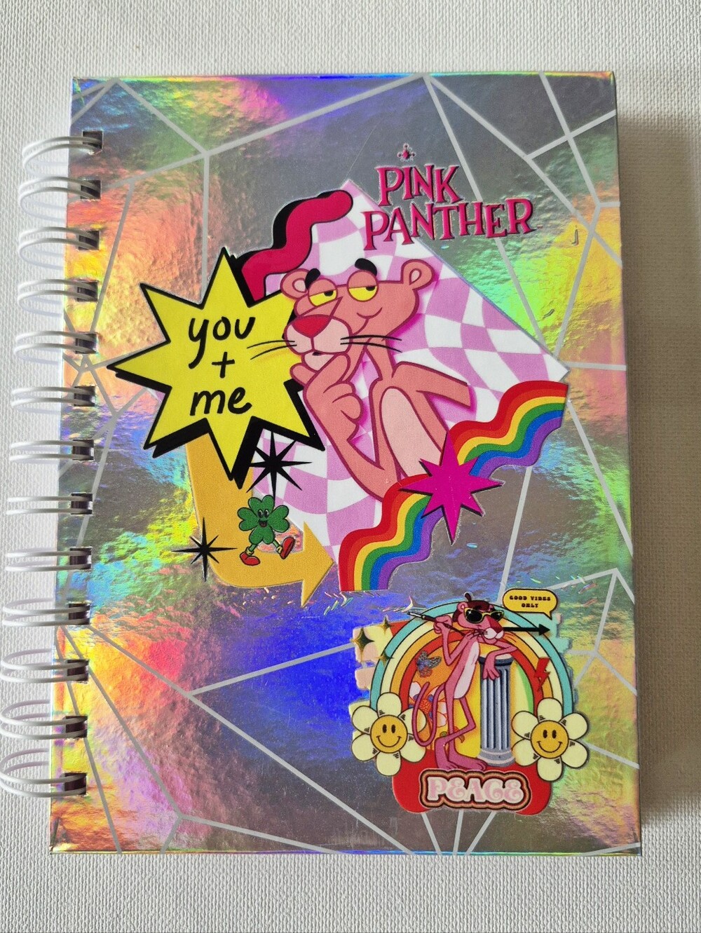 Pink Panther Custom Themed Holographic Spiral Notebook Journal Stickers